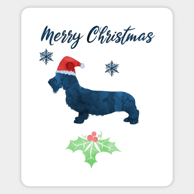 Christmas Wirehaired Dachshund Sticker by TheJollyMarten